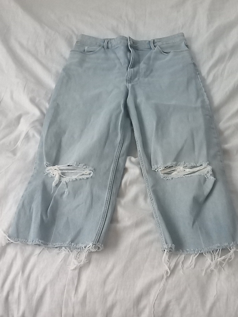 Wrangler Light Blue High-Rise Distressed Straight Leg Jeans